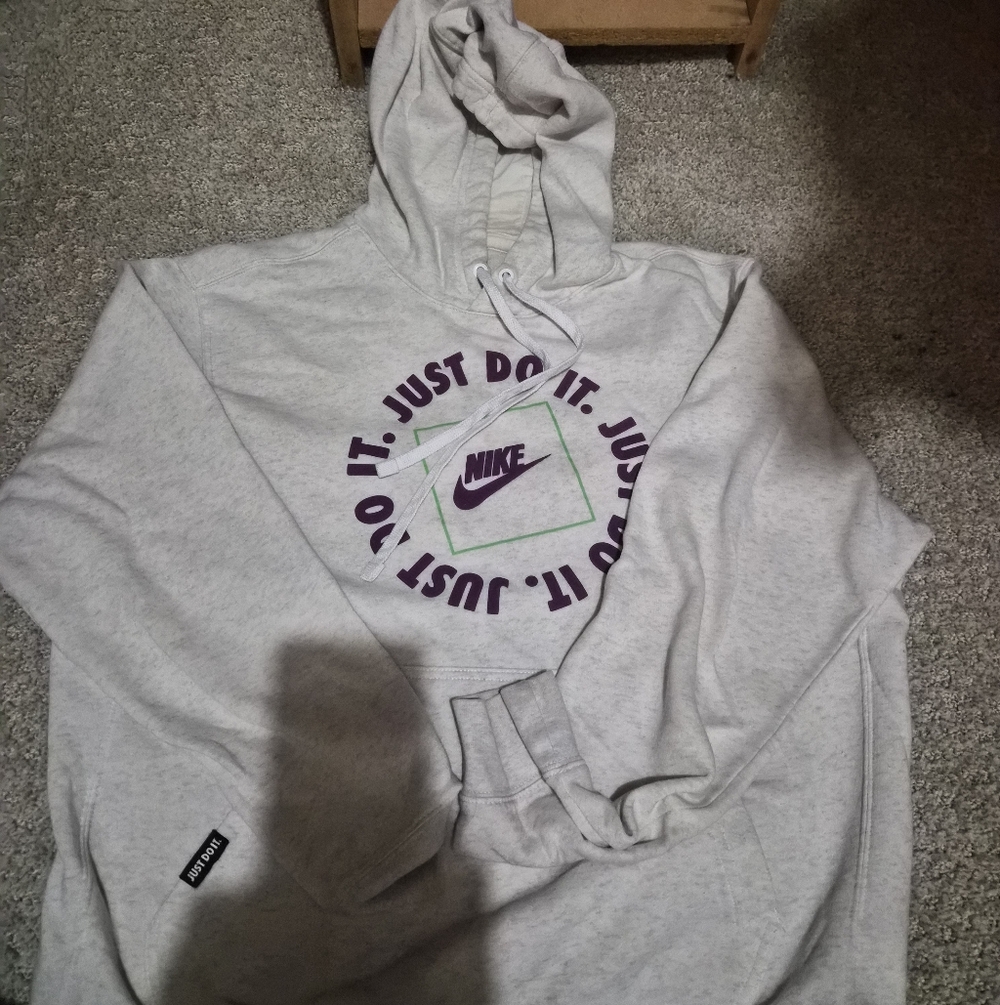 Nike Gray Hoodie with Purple Logo